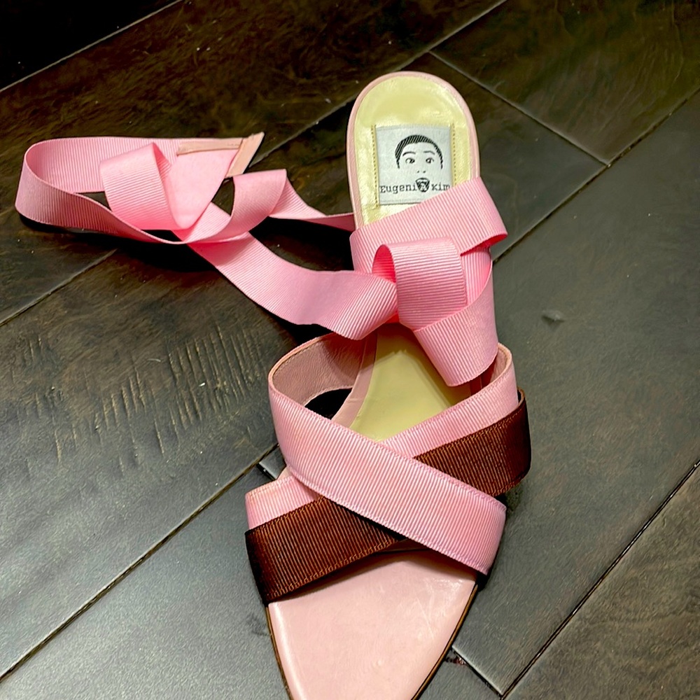 Eugenia Kim Heels Wrap Around Pumps Pink Ribbon 10